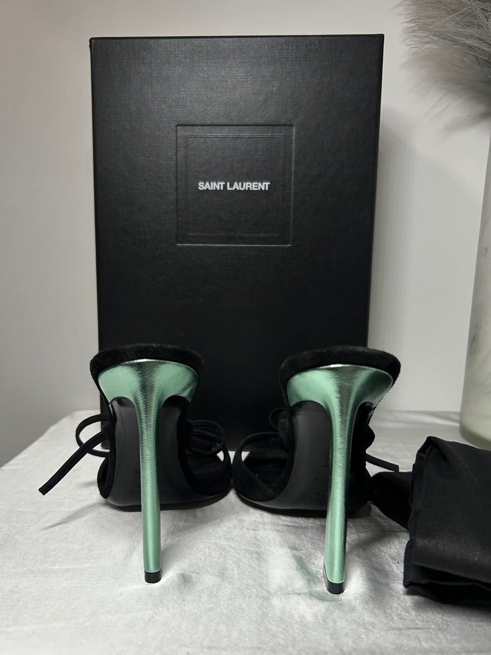 Saint Laurent Black Suede Vitti Wrap Around Sandal - Picture 6 of 8
